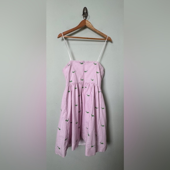 Lilly Pulitzer Seersucker Lottie Dress in Party Hopper Embroidery Twee Size 10 - Picture 6 of 14
